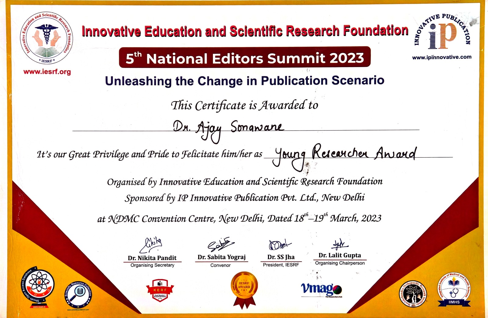 Young Researcher Award IESRF